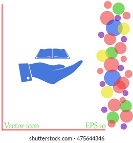 Hand with book icon
