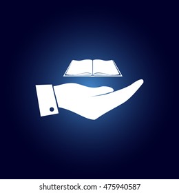 Hand with book icon
