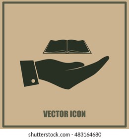 Hand with book icon