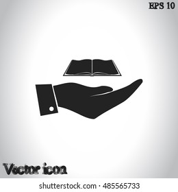 Hand with book icon