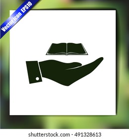 Hand with book icon