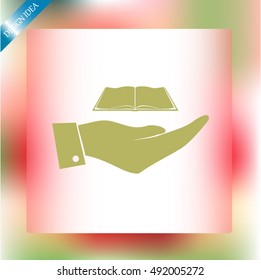 Hand with book icon