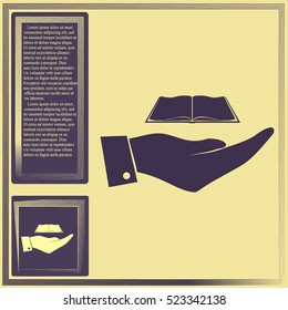 Hand with book icon