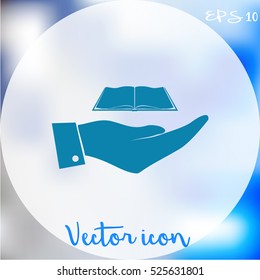 Hand with book icon
