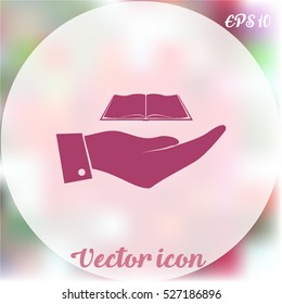 Hand with book icon