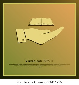 Hand with book icon
