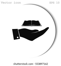 Hand with book icon