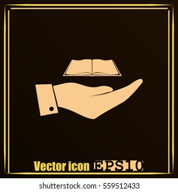Hand with book icon