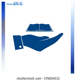 Hand with book icon