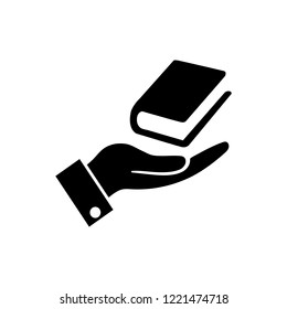 Hand and a book icon, logo, on a white background