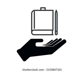 Hand and book logo. Education symbol. vector logo template.
