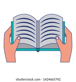 Hand with book open cartoon isolated vector illustration graphic design