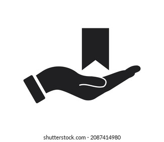 Hand Bookmark logo design. Education Bookmark logo with Hand concept vector. Hand and Bookmark logo design