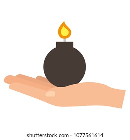 hand with boom explosive comic icon