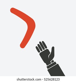 Hand To Boomerang Concept. Vector Illustration - Eps 8