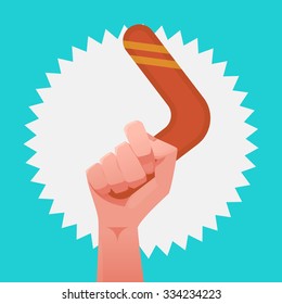 Hand & Boomerang Vector Illustration