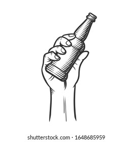 A hand with a bottle. A Bottle of beer in a hand 