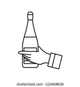 hand with bottle of champagne