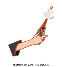 hand with bottle of champagne