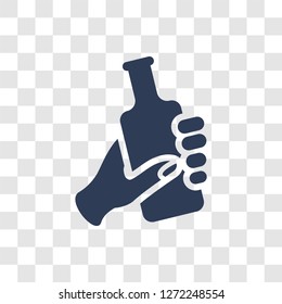 Hand and a Bottle icon. Trendy Hand and a Bottle logo concept on transparent background from Hands collection