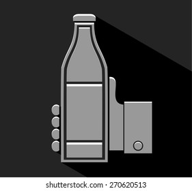 Hand with bottle icon vector