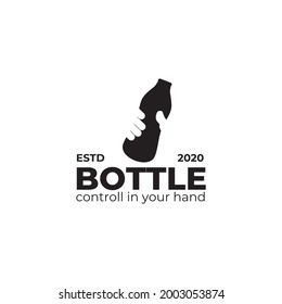 Hand bottle logo design vector template