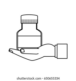 hand with bottle medicine equipment veterinary clinic