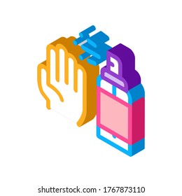 Hand And Bottle Spray Icon Vector. Isometric Hand And Bottle Spray sign. color isolated symbol illustration