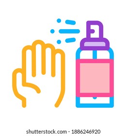 Hand And Bottle Spray Icon Vector. Outline Hand And Bottle Spray Sign. Isolated Contour Symbol Illustration