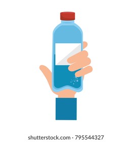 hand with bottle water plastic
