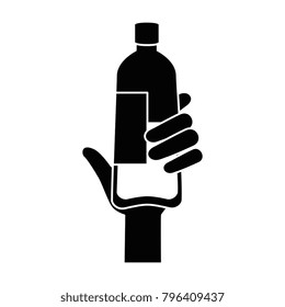 hand with bottle water plastic