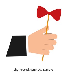 hand with bow in stick icon
