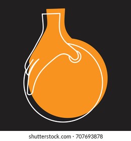 Hand with bowling ball icon in doodle style vector illustration for design and web isolated on black background. Hand with bowling ball vector object for label and advertising