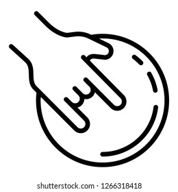 Hand bowling ball icon. Outline hand bowling ball vector icon for web design isolated on white background