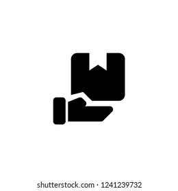 Hand and box icon. Cargo sign