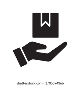 Hand and box icon in trendy flat style design. Vector graphic illustration. Suitable for website design, logo, mobile app, Infographic, and more. 