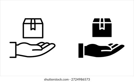 Hand and box icon in trendy flat style design. Vector graphic illustration on white background