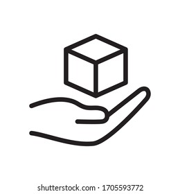 Hand and box icon in trendy outline style design. Vector graphic illustration. Suitable for website design, logo, mobile app, Infographic, and more. Editable vector stroke. 