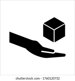 Hand and box icon Vector graphic illustration. Suitable for website design, logo, mobile app, Infographic, and more. Editable vector stroke