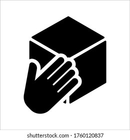 Hand and box icon Vector graphic illustration. Suitable for website design, logo, mobile app, Infographic, and more. Editable vector stroke