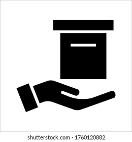 Hand and box icon Vector graphic illustration. Suitable for website design, logo, mobile app, Infographic, and more. Editable vector stroke