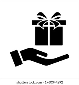 Hand and box icon Vector graphic illustration. Suitable for website design, logo, mobile app, Infographic, and more. Editable vector stroke