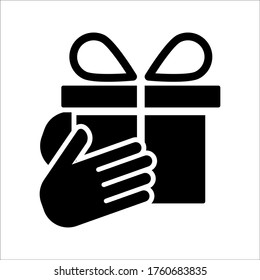 Hand and box icon Vector graphic illustration. Suitable for website design, logo, mobile app, Infographic, and more. Editable vector stroke