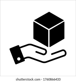 Hand and box icon Vector graphic illustration. Suitable for website design, logo, mobile app, Infographic, and more. Editable vector stroke