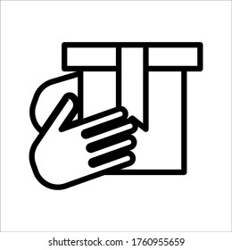 Hand and box icon Vector graphic illustration. Suitable for website design, logo, mobile app, Infographic, and more. Editable vector stroke