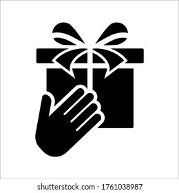 Icono de mano y caja Ilustración gráfica del vector. Adecuado para el diseño de sitios web, logotipo, aplicación móvil, Infografía y más. Accionamiento vectorial editable