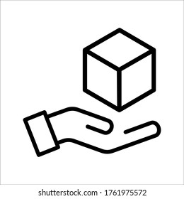 Icono de mano y caja Ilustración gráfica del vector. Adecuado para el diseño de sitios web, logotipo, aplicación móvil, Infografía y más. Accionamiento vectorial editable