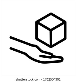 Hand and box icon Vector graphic illustration. Suitable for website design, logo, mobile app, Infographic, and more. Editable vector stroke