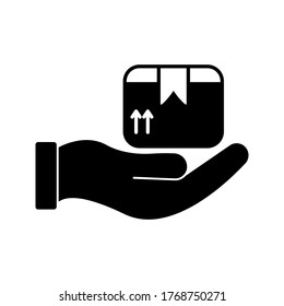 Hand and box icon Vector graphic illustration. Suitable for website design, logo, mobile app, Infographic, and more. Editable vector stroke