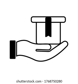 Hand and box icon Vector graphic illustration. Suitable for website design, logo, mobile app, Infographic, and more. Editable vector stroke